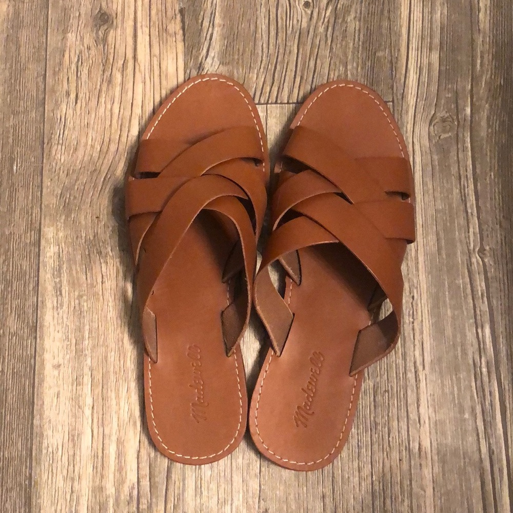 Brown Leather Madewell Slides
